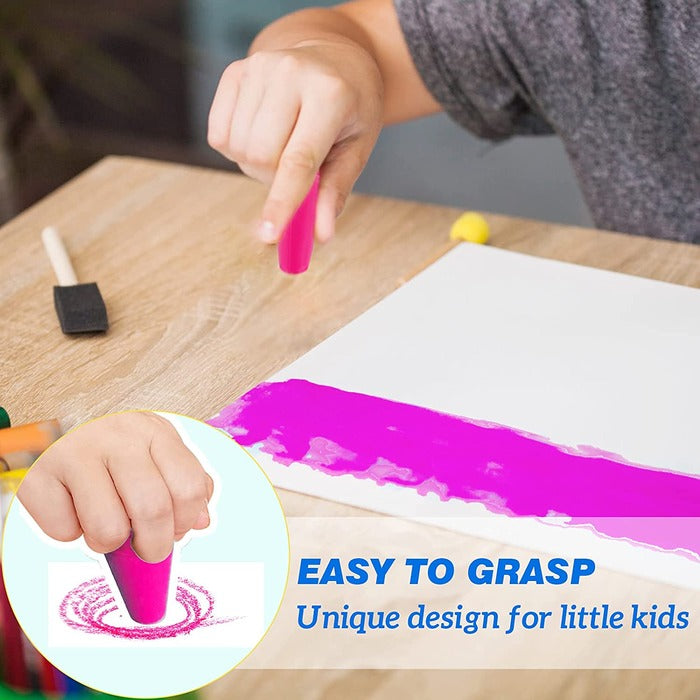 TBC The Best Crafts 16-Color Washable Finger Grip Crayon Block Sticks for Toddlers, Quick-Drying Drawing Set
