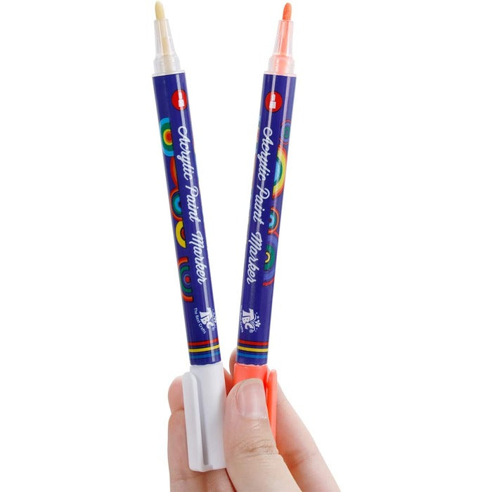 TBC The Best Crafts 12 Color Acrylic Paint Markers, Quick-Dry Fine Tip Set