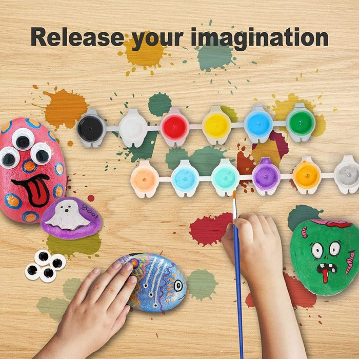 TBC The Best Crafts Rock Painting Art Set with Brushes & Acrylic Paints, Premium Craft Kit for Kids & Students
