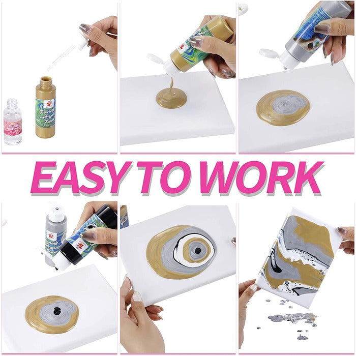 TBC The Best Crafts Acrylic Pouring Paint, 23 Bottles (2 fl oz/60 ml each), Vibrant Non-Toxic Pre-Mixed High Flow Paint
