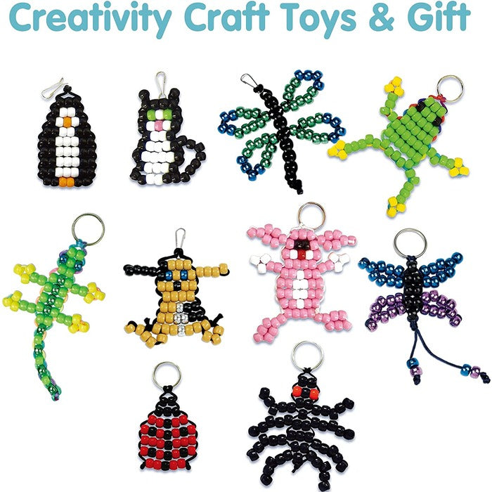 TBC The Best Crafts 641-Piece Bead Pets Keychain Craft Set with Keyring & Clasp, DIY Kit for Boys & Girls