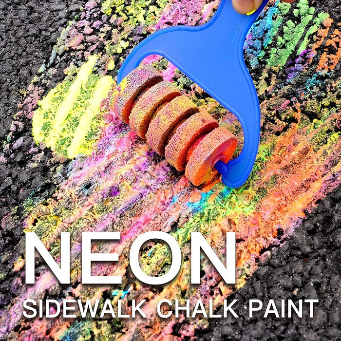 TBC The Best Crafts Neon Sidewalk Chalk Paint Set with 2 Sponge Rollers, Non-Toxic Art Supplies for Kids & Students