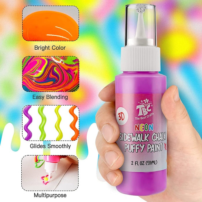 TBC The Best Crafts 3D Sidewalk Chalk, 6 Washable & Non-Toxic Colors for Kids' Outdoor Pavement & Art Projects