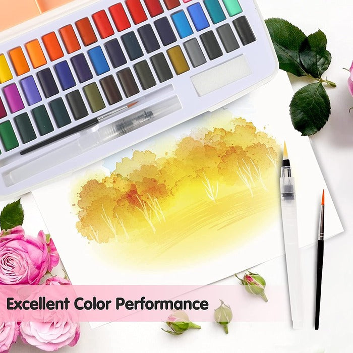 TBC The Best Crafts Watercolor Paint Set with Palette & Bonus Brush, Premium Solid Watercolor Cakes for Kids & Students