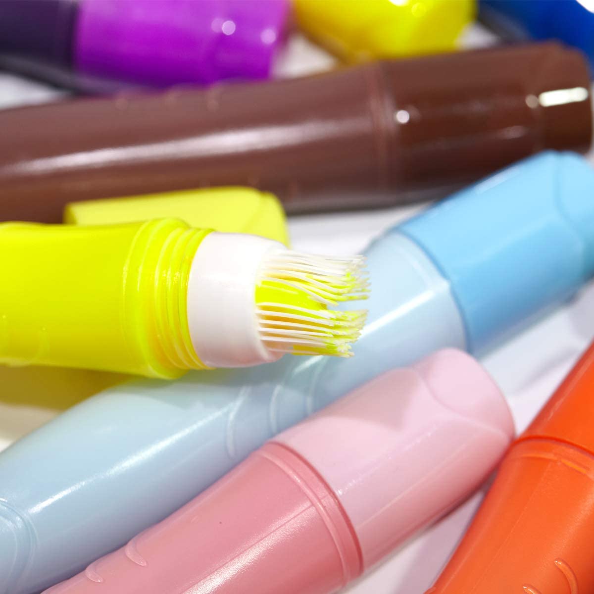 TBC The Best Crafts Squeezable Brush Paint Set, 12 Assorted Basic, Neon & Pastel Colors (24ml Each), Refillable Kit for Kids & Students