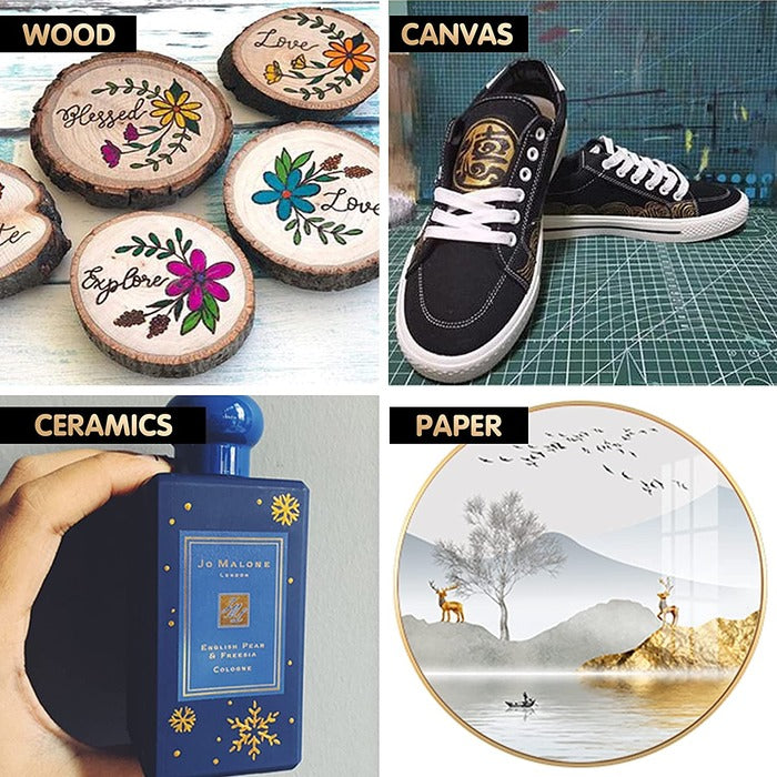 TBC The Best Crafts 12-Color Metallic Acrylic Paint Set (120 ml/4 fl. oz. Tubes) with 3 Brushes, Non-Toxic for All Ages