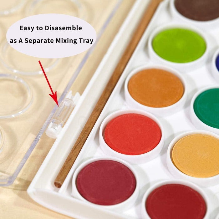 36 Colors Watercolor Paint Set with a Bonus Brush and Palette