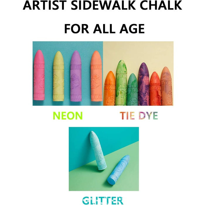 TBC The Best Crafts 6-Color Washable Sidewalk Chalk Set for Outdoor Play, Playground & Creative Art Activities