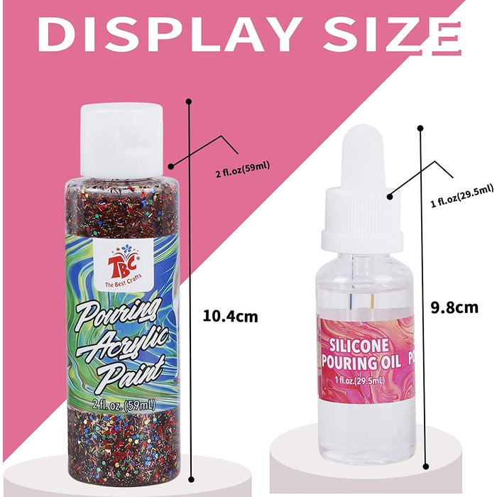 TBC The Best Crafts Acrylic Pouring Paint, 23 Bottles (2 fl oz/60 ml each), Vibrant Non-Toxic Pre-Mixed High Flow Paint