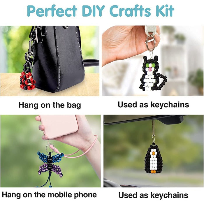 TBC The Best Crafts 641-Piece Bead Pets Keychain Craft Set with Keyring & Clasp, DIY Kit for Boys & Girls