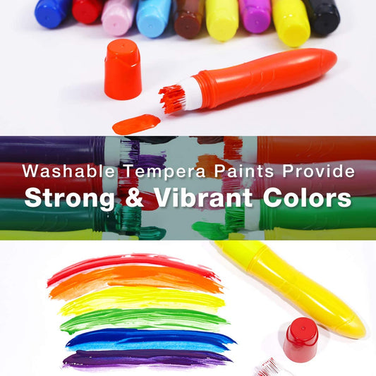 TBC The Best Crafts Squeezable Brush Paint Set, 12 Assorted Basic, Neon & Pastel Colors (24ml Each), Refillable Kit for Kids & Students