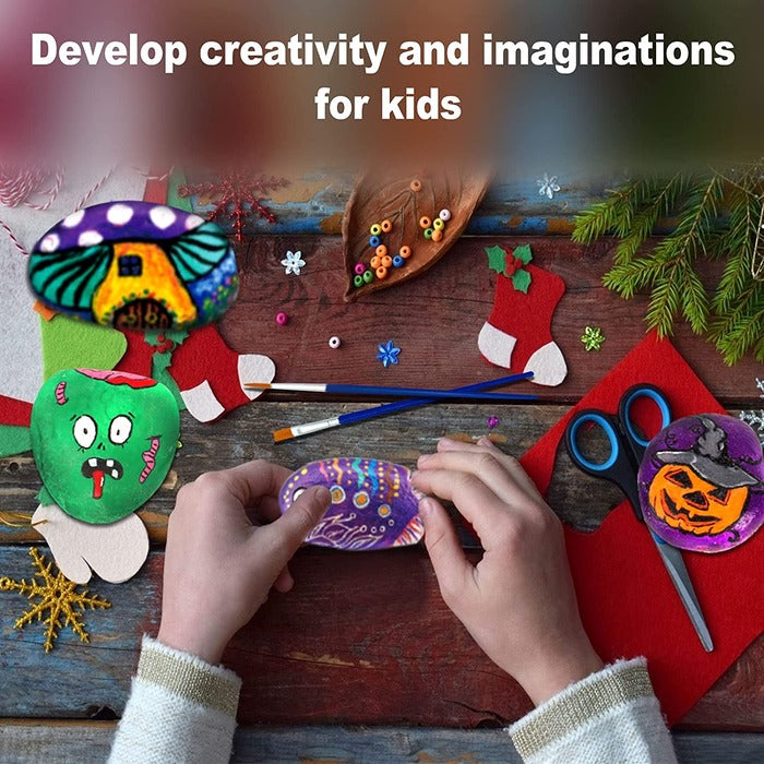 TBC The Best Crafts Rock Painting Art Set with Brushes & Acrylic Paints, Premium Craft Kit for Kids & Students