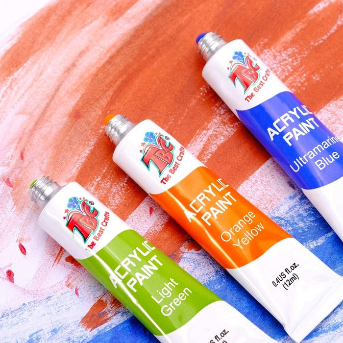 Acrylic Paint Set in Aluminum Tube with 3 Bonus Brushes