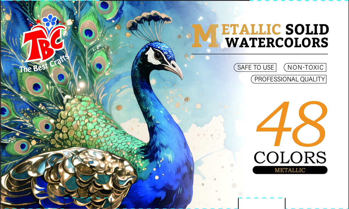 TBC 24,48, 60, 72, 120 Colors Metallic Solid Watercolor Set, 2 Brushes & Palette Included, Art Supplies for Painting/Travel/School, Adult Beginners & Professionals