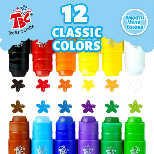 TBC The Best Crafts Non-Toxic bathtub crayons washable & bath 12 Colors paint sticks for kids,Vibrant Color Bathtub Art Toys Gifts for Kids（12 Colors)
