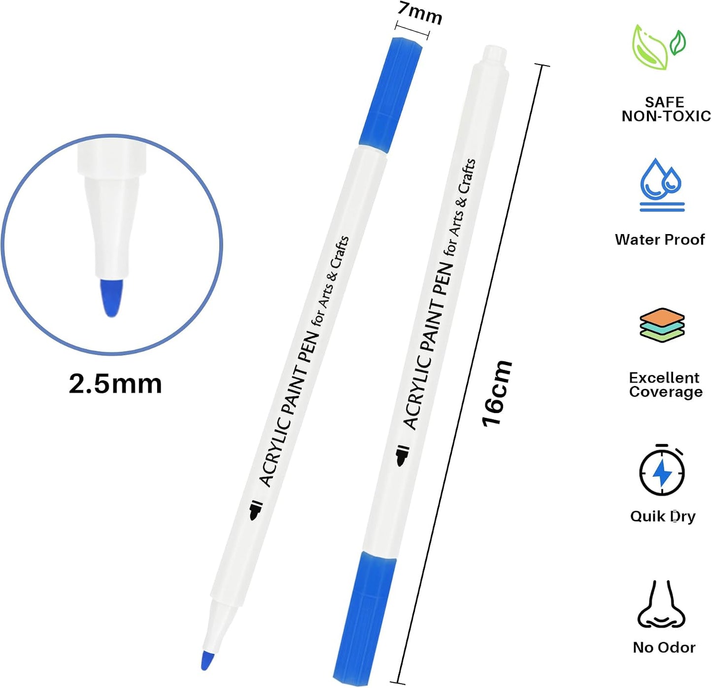TBC The Best Crafts Acrylic Paint Pen -60 Color waterproof, non-toxic, odorless, suitable for paper, pottery, stones, backpacks, glass, eggs, fabrics, plastics, handicrafts, gift cards Gifts for Kids