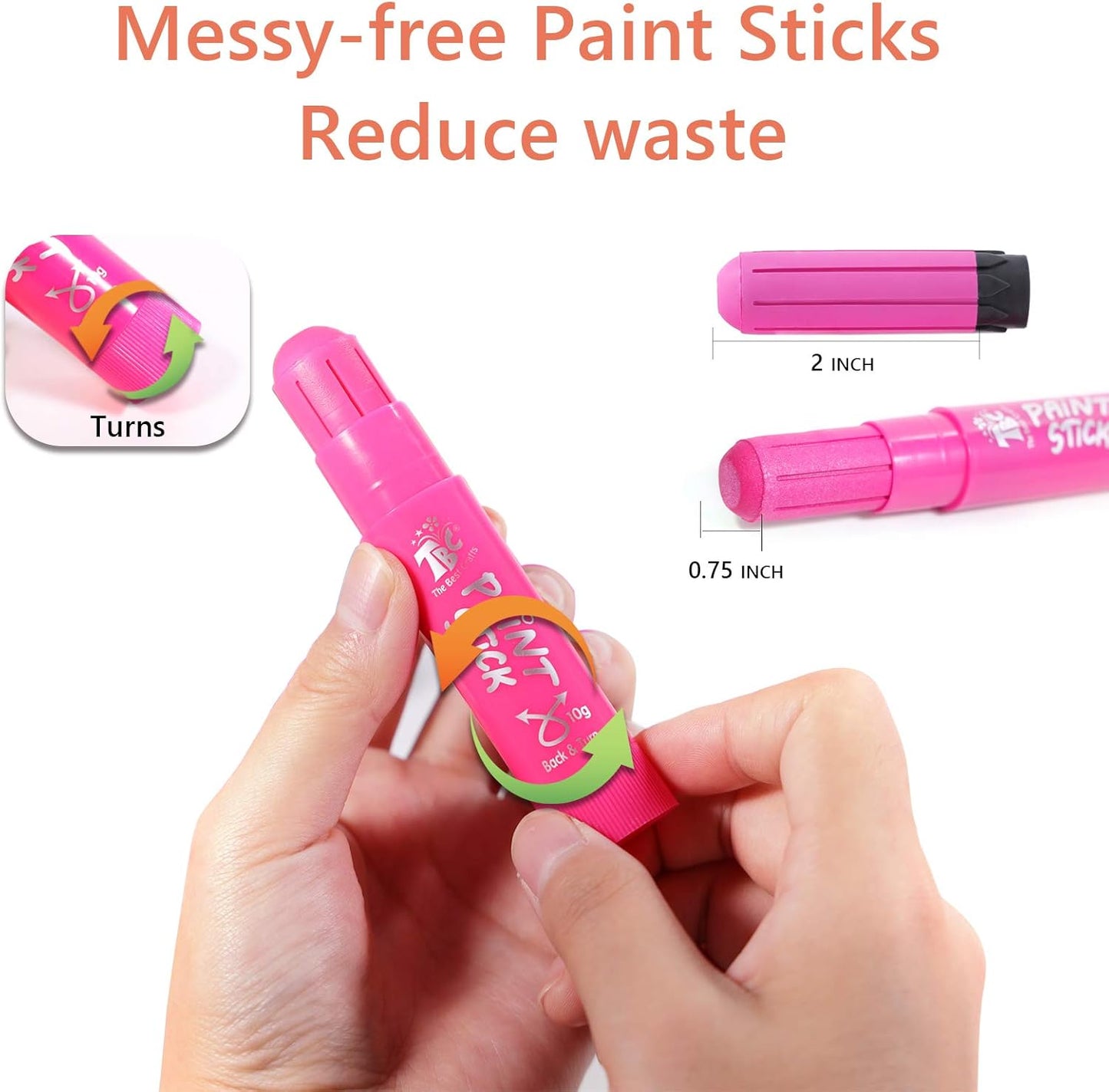 Paint Sticks for Children Pack of 12 Washable Toddler Tempera Painting Sticker Non-Toxic for Teens Boys Girls Adults Painting on Paper Wood Glass Ceramic Canvas