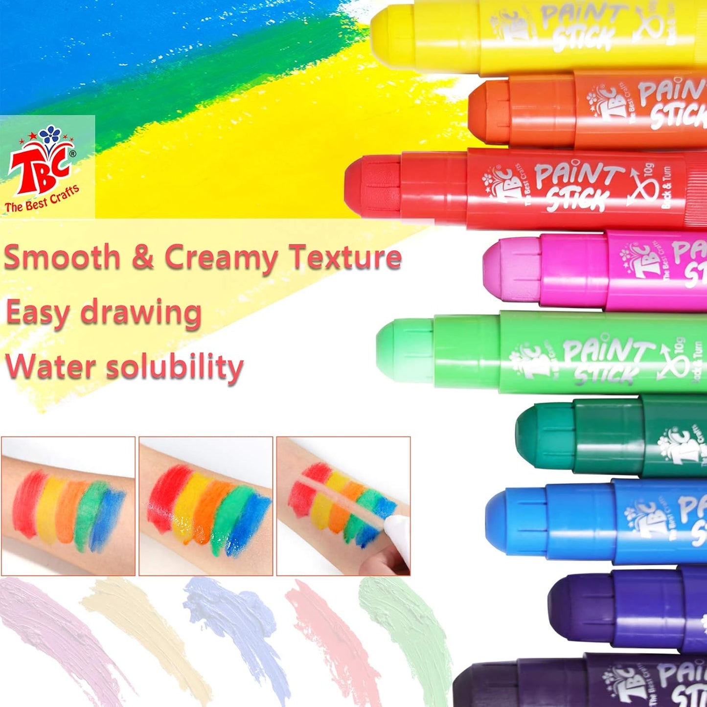 Paint Sticks for Children Pack of 12 Washable Toddler Tempera Painting Sticker Non-Toxic for Teens Boys Girls Adults Painting on Paper Wood Glass Ceramic Canvas