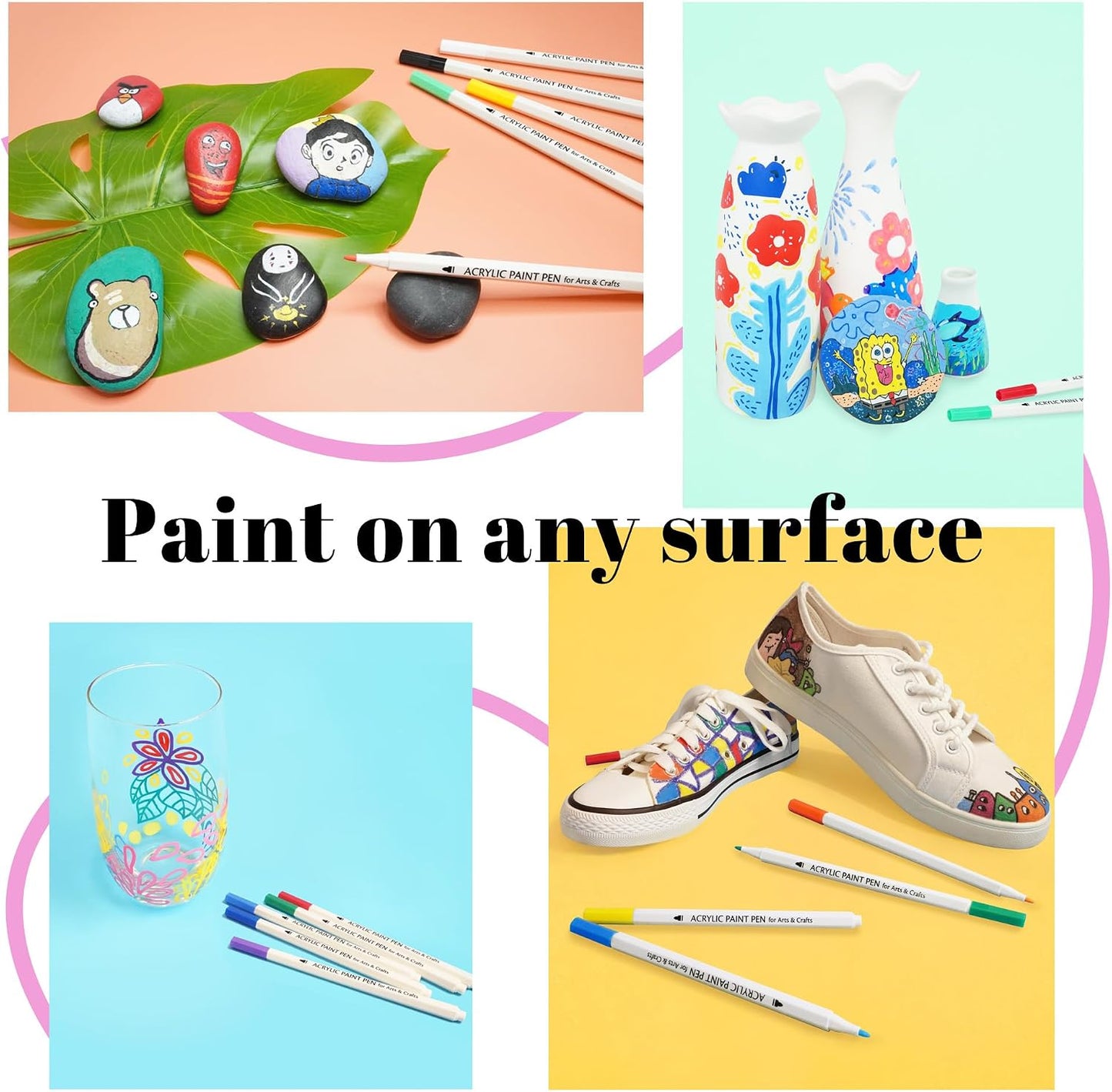TBC The Best Crafts Acrylic Paint Pen -60 Color waterproof, non-toxic, odorless, suitable for paper, pottery, stones, backpacks, glass, eggs, fabrics, plastics, handicrafts, gift cards Gifts for Kids