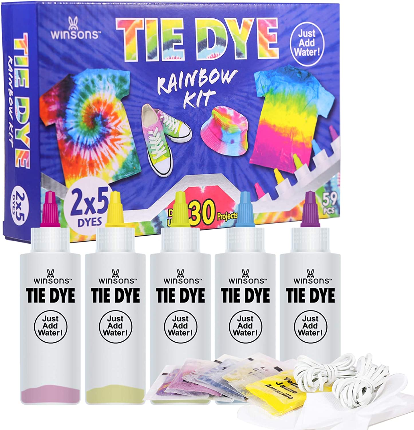 WINSONS Permanent Fabric Tie Dye Kit for Kids and Children 5 Colors