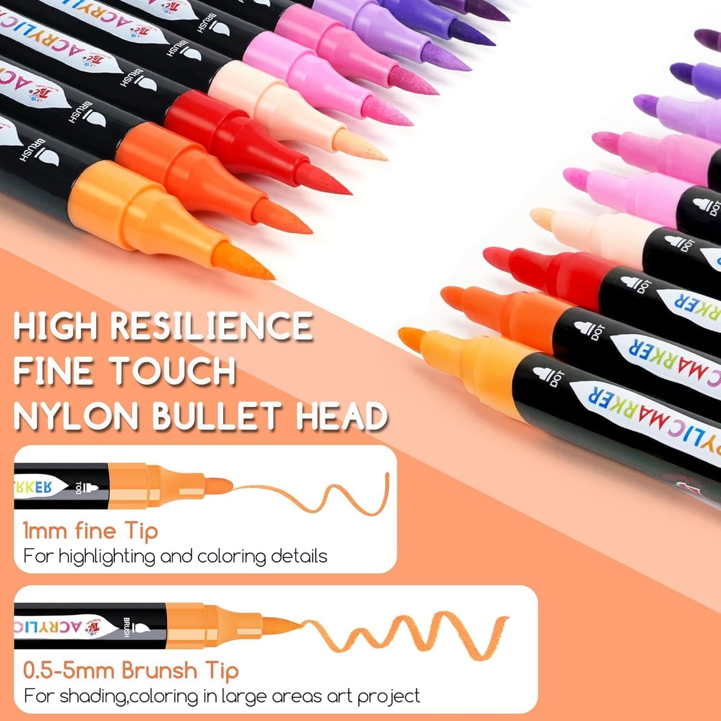 TBC The Best Crafts Dual Tip Acrylic Markers Premium Multi-Surface Paint Pens