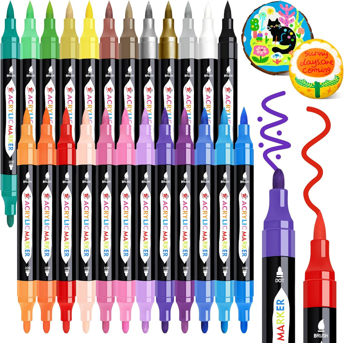 TBC The Best Crafts Dual Tip Acrylic Paint Markers 24 and 108