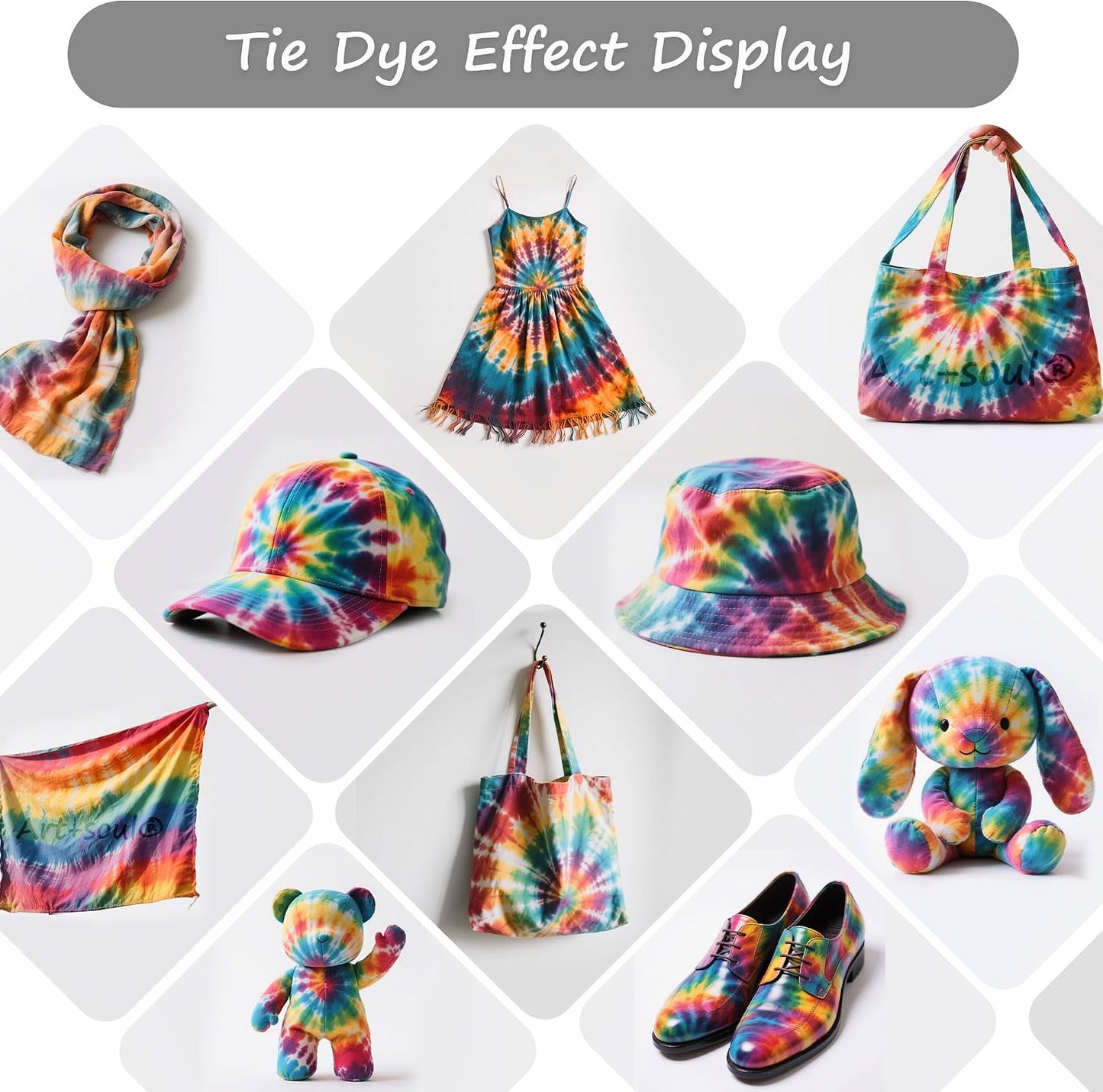 Art+soul 18 Colors Tie Dye Kit with Bonus Tie Dye Powder Refiils Packs,DIY Fabric Dyeing Kit Includes Rubber Bands, Gloves, Guide Book Perfect for Arts & Crafts, Family Party, Birthday Gifts