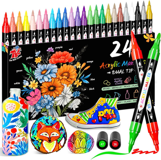 TBC The Best Crafts Dual Tip Acrylic Paint Markers 24 and 108