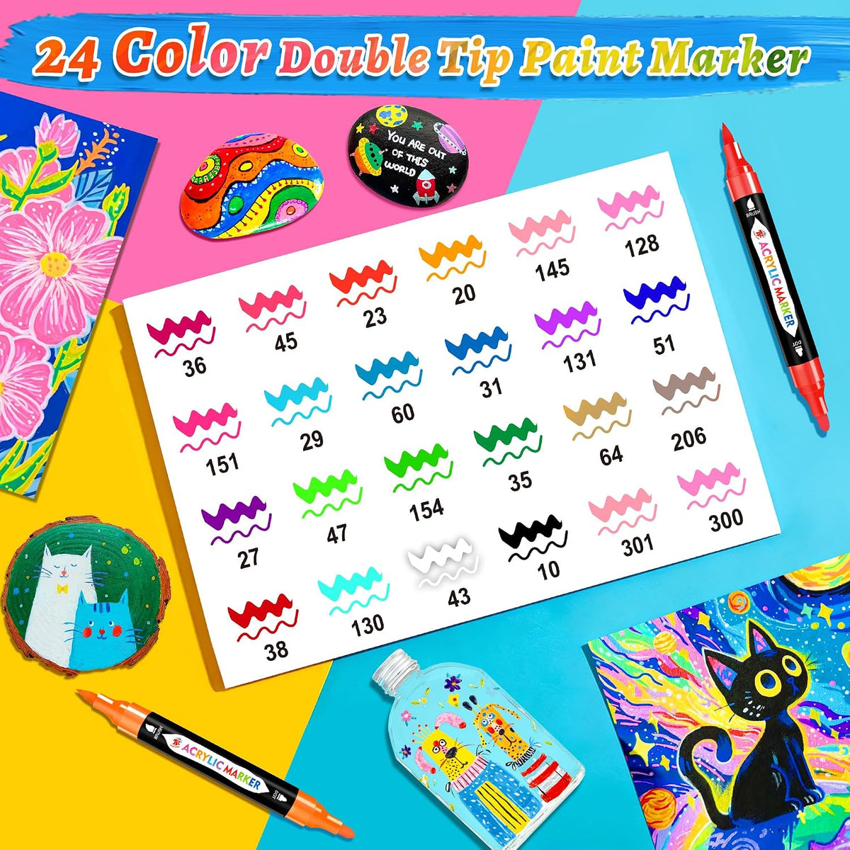 TBC The Best Crafts Dual Tip Acrylic Paint Markers 24 and 108