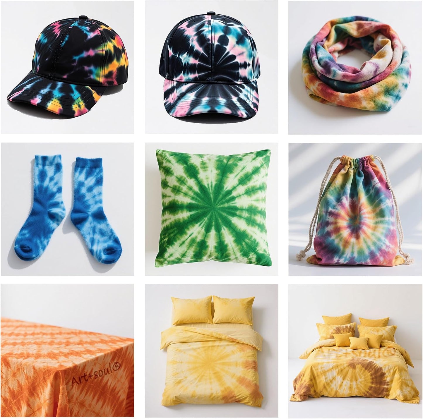 Art+soul 18 Colors Tie Dye Kit with Bonus Tie Dye Powder Refiils Packs,DIY Fabric Dyeing Kit Includes Rubber Bands, Gloves, Guide Book Perfect for Arts & Crafts, Family Party, Birthday Gifts