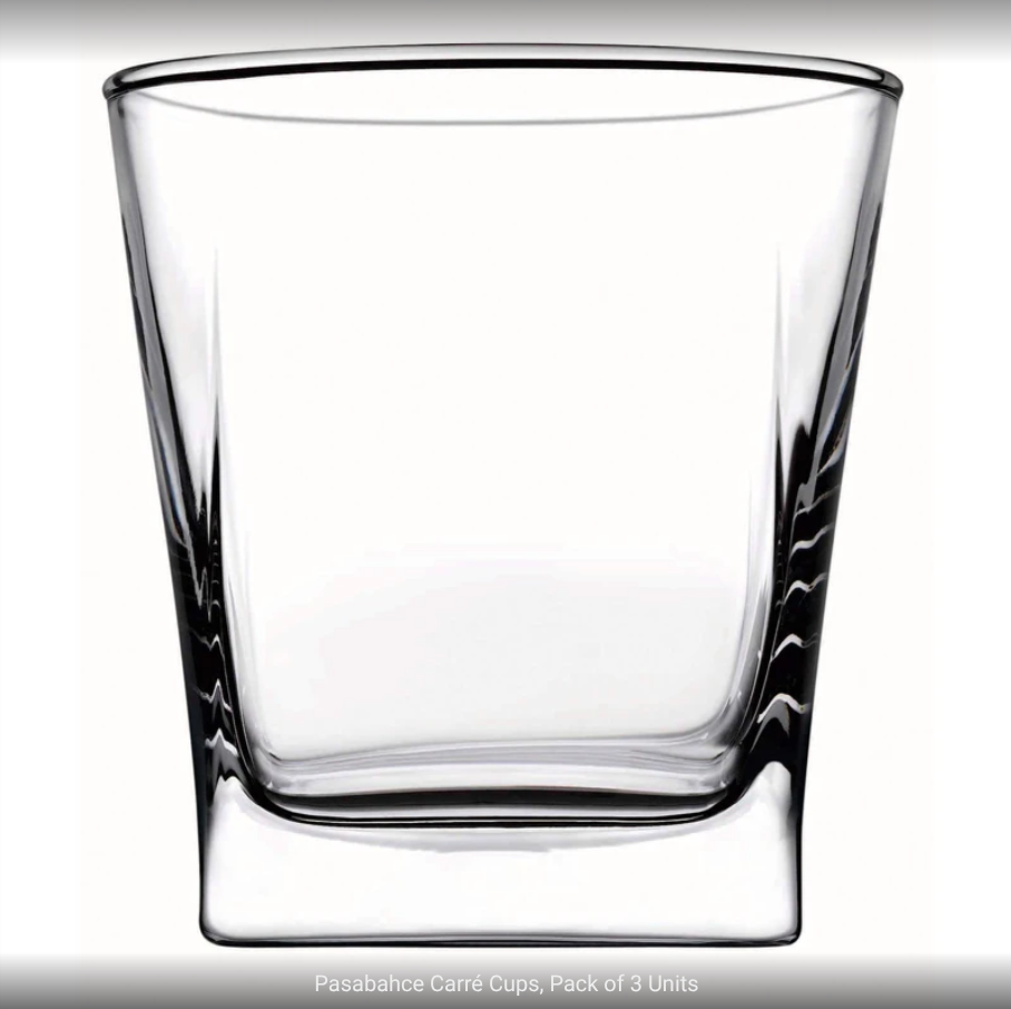 Pasabahce Carre Tumbler Glass 6 PACK Stylish 10.25 oz Clear Glassware for Whiskey, Cocktails & Drinks