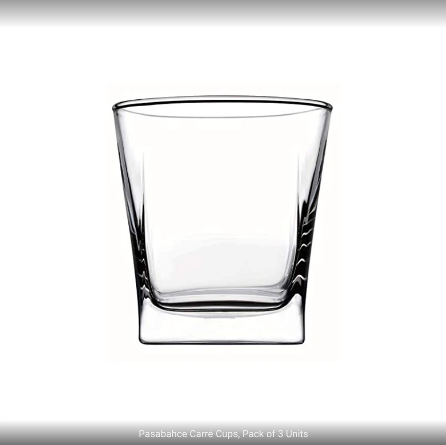Pasabahce Carre Tumbler Glass 6 PACK Stylish 10.25 oz Clear Glassware for Whiskey, Cocktails & Drinks