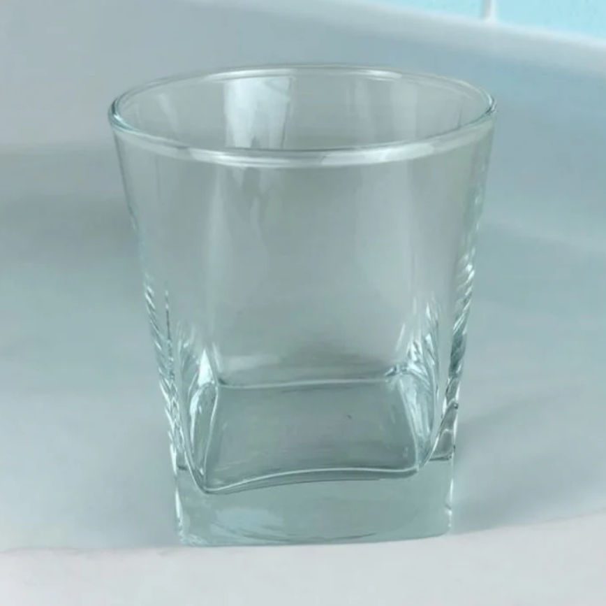Pasabahce Carre Tumbler Glass 6 PACK Stylish 10.25 oz Clear Glassware for Whiskey, Cocktails & Drinks