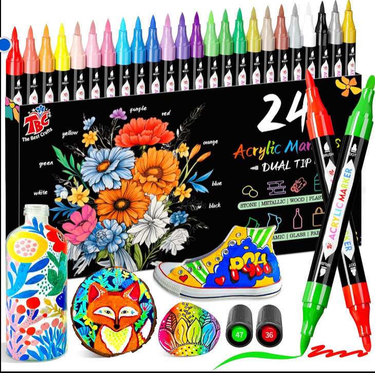 TBC The Best Crafts Dual Tip Acrylic Paint Markers 24 and 108