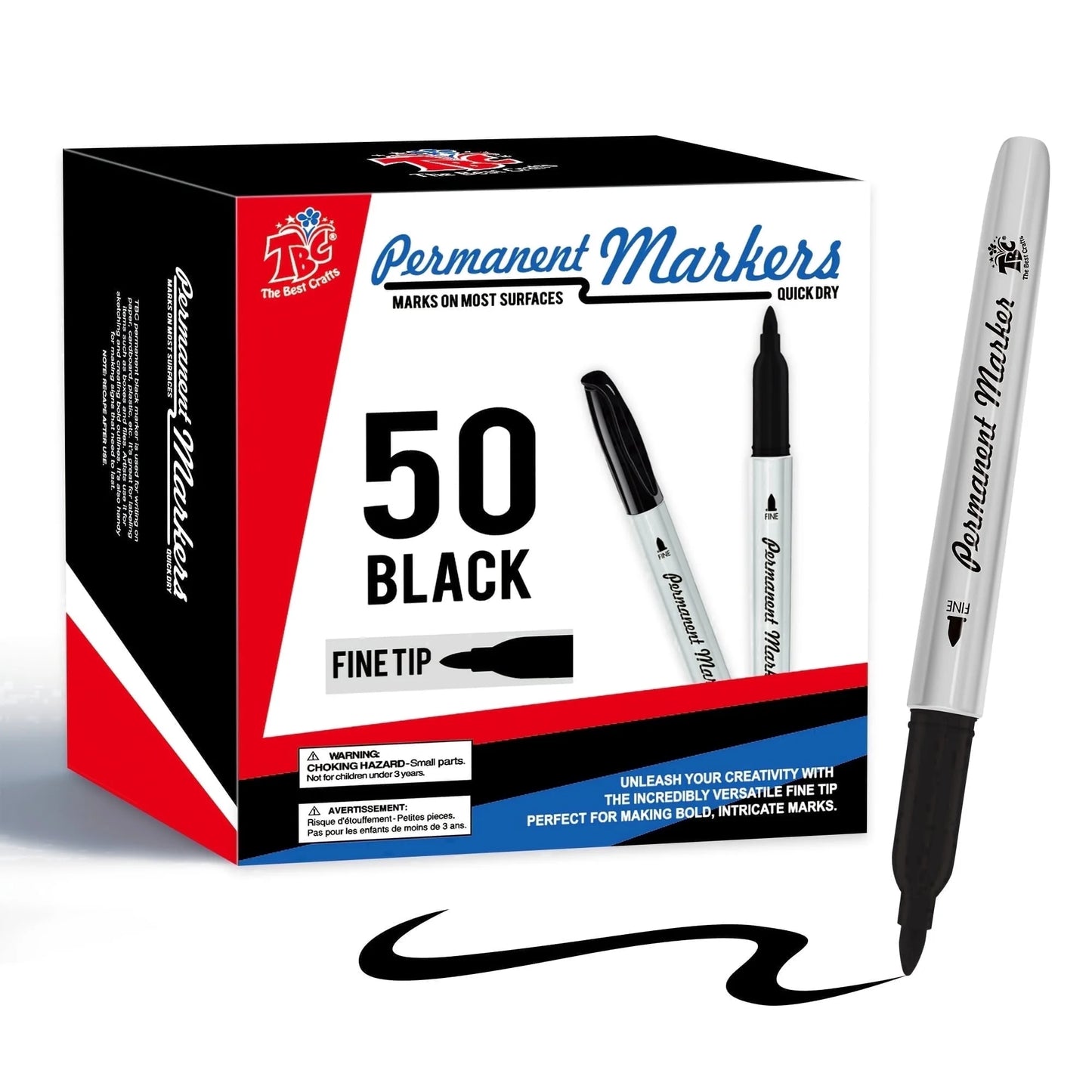 TBC The Best Crafts 50,100-Pack Black Permanent Markers