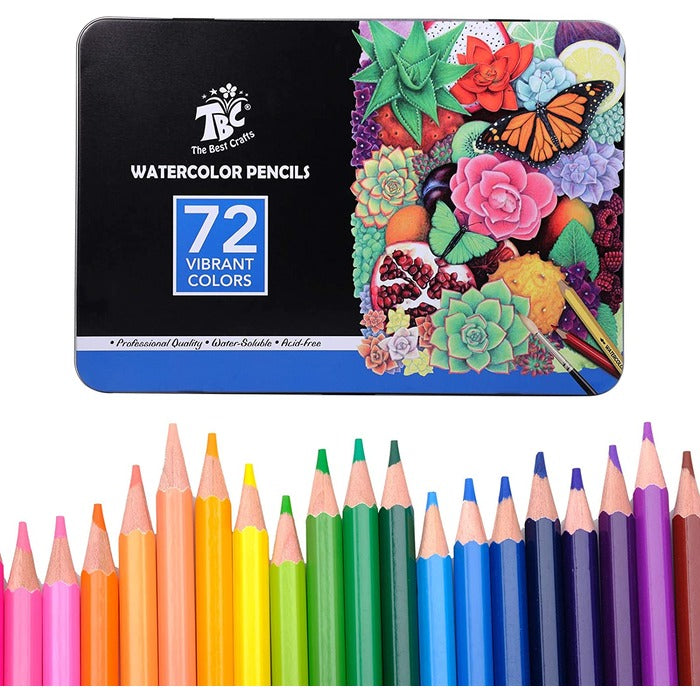 Set of Colored Pencil - 24 Watercolor Pencil with Brush in Tin Box