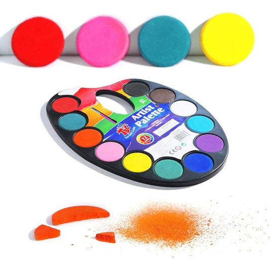 12 Colors Watercolor Paint Set with Artist Palette and Brush
