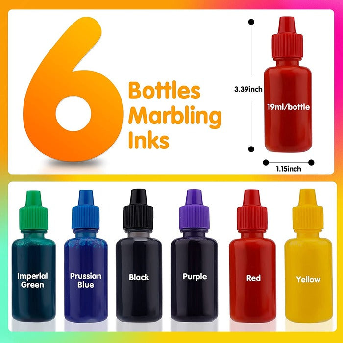 6 Colors DIY Marbling Paint Set (0.64 oz./ 19 ml Each Color)
