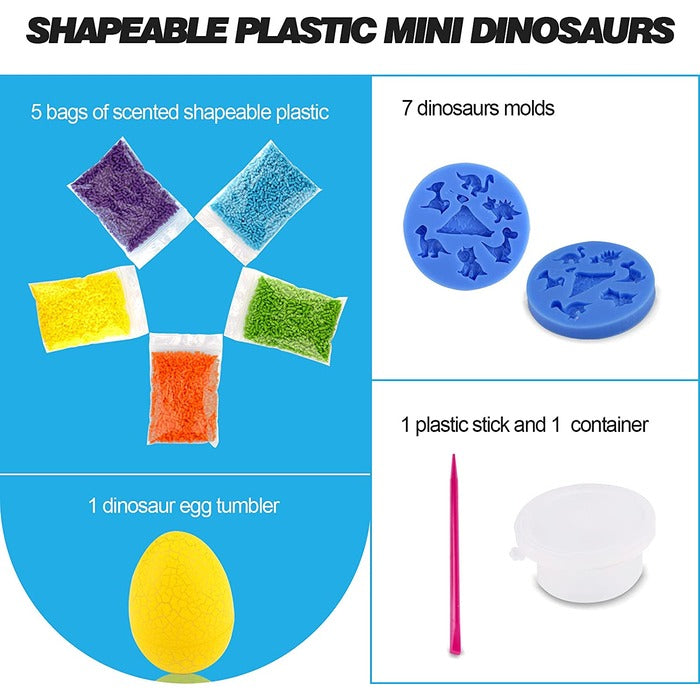 Make Your Own Shapeable Plastic Mini Dinosaurs Set