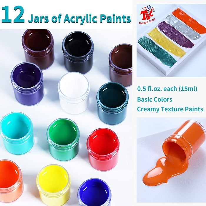 28 Colors Acrylic Paints and Brush Set for Kids and Beginner