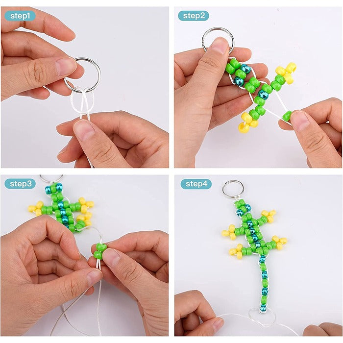 TBC The Best Crafts 641 Pcs Bead Pets Crafts for Kids Pony Beads Pet Keychain Craft Kit DIY Keychain Kit Create Your Own Backpack Hook Keyring