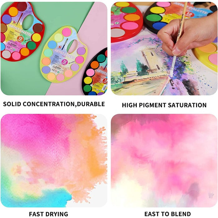 Watercolor Paints for Adults,Watercolor Paint Set, 12 Colors Watercolor  Pigment Palette, Art Supplies, Painting Set for DIY Nail Art Painting  Artists