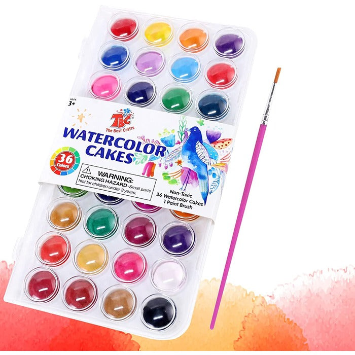 Kids Watercolor Kit, 36 Colors + 1 Water Brush Pen –